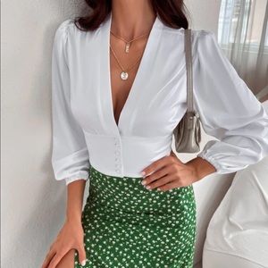 SHEIN button front crop blouse (S)